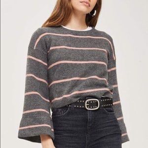 TOPSHOP Wide Sleeves Sweater with Pink Stripes